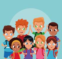 School boys and girls cartoons vector