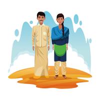 indian couple of india cartoon vector