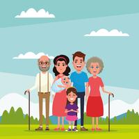 Family with kids cartoon vector