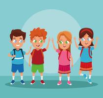 School boys and girls cartoons vector