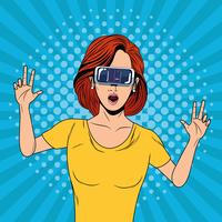 Woman with virtual reality glasses technology vector