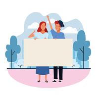 people with posters vector