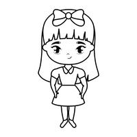 cute little student girl avatar character vector