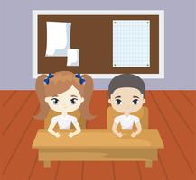 little students in the classroom scene vector