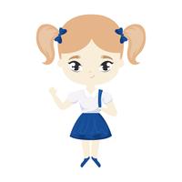 cute little student girl avatar character vector