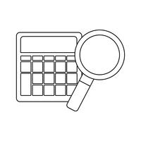 search magnifying glass with calculator vector