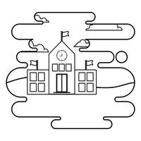 school building facade in landscape scene vector