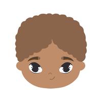 cabeza de personaje de avatar de afro de niño pequeño lindo vector