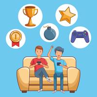 Teenagers and smartphone games vector