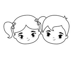 heads of cute little kids avatar character vector