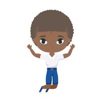 cute little student boy afro avatar character vector