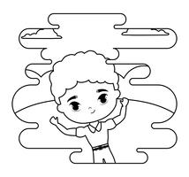 cute little student boy in landscape scene vector