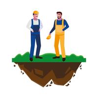 male builders constructors workers on the lawn vector