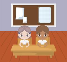 little students in the classroom scene vector