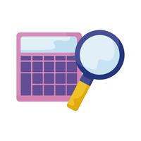 search magnifying glass with calculator vector