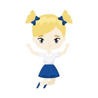 cute little student girl avatar character vector