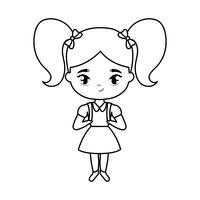 cute little student girl avatar character vector