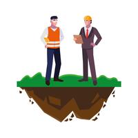builder constructor with engineer on the lawn vector