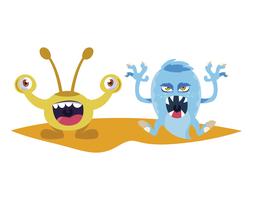 funny monsters couple comic characters colorful vector