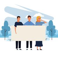 people with posters vector