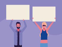 people with posters vector