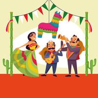 Mexicanos cinco de mayo dibujos animados vector