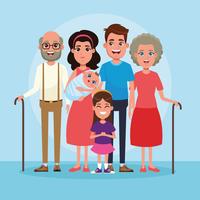 Family with kids cartoon vector