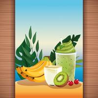 Summer tropical refreshment fruit juice vector
