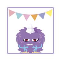 square frame with monster and horn party garlands vector