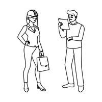 male builder constructor with woman engineer vector