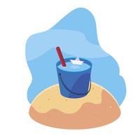 summer sand beach with water bucket scene vector