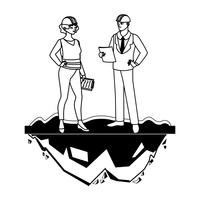 couple of engineers builders workers characters vector