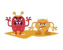 funny monsters couple comic characters colorful vector