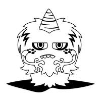 funny monster with horn comic character vector