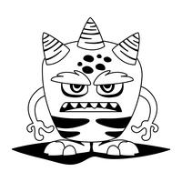 funny monster with horns comic character vector