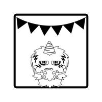 square frame with monster and horn party garlands vector