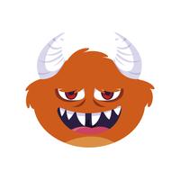 funny monster with horns comic character vector