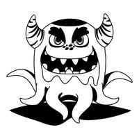 funny monster with horns comic character vector