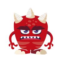 funny monster with horns comic character vector