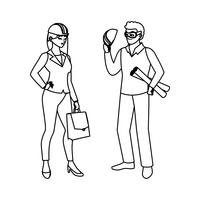 couple of engineers builders workers characters vector