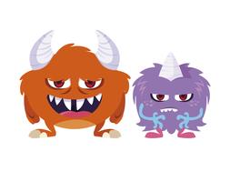 funny monsters couple comic characters colorful vector