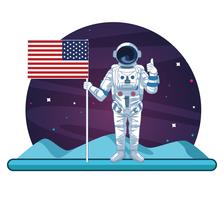 Astronaut in the galaxy cartoon vector