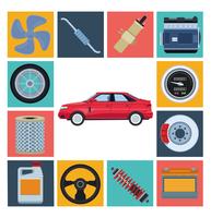 Car factory and parts vector