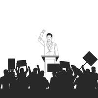 man making a speech and audience silhouette vector