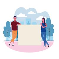 people with posters vector