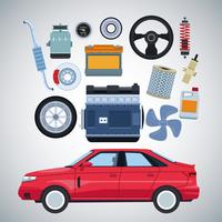 Car factory and parts vector