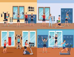 mens fitness doing exercise vector