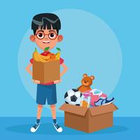 Kid donation charity cartoon vector