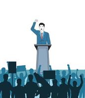 man making a speech and audience silhouette vector