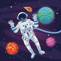 Astronaut in the galaxy cartoon vector